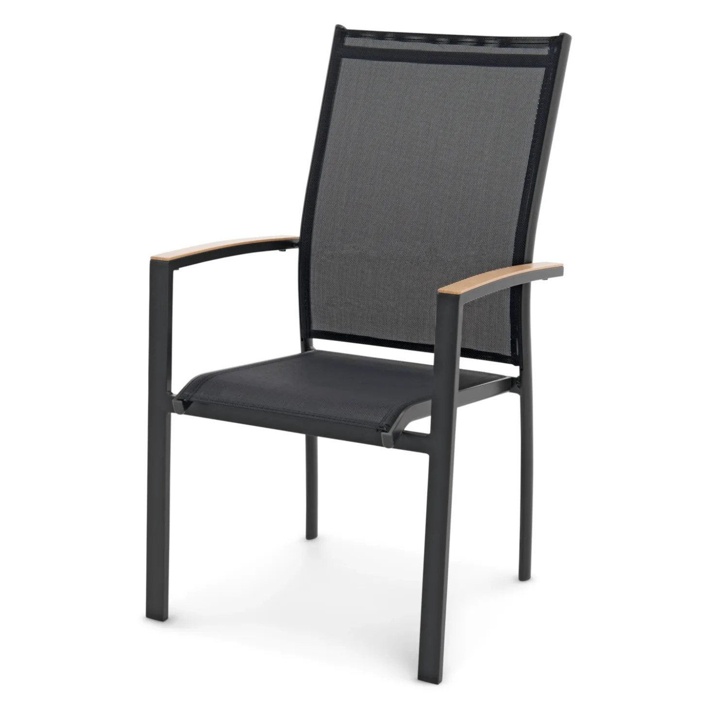 Alu-Stapelsessel Midi-Holzoptik Set, 4 Stk.