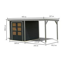 Gartenhaus Hybrid Modern X mit Anbaudach