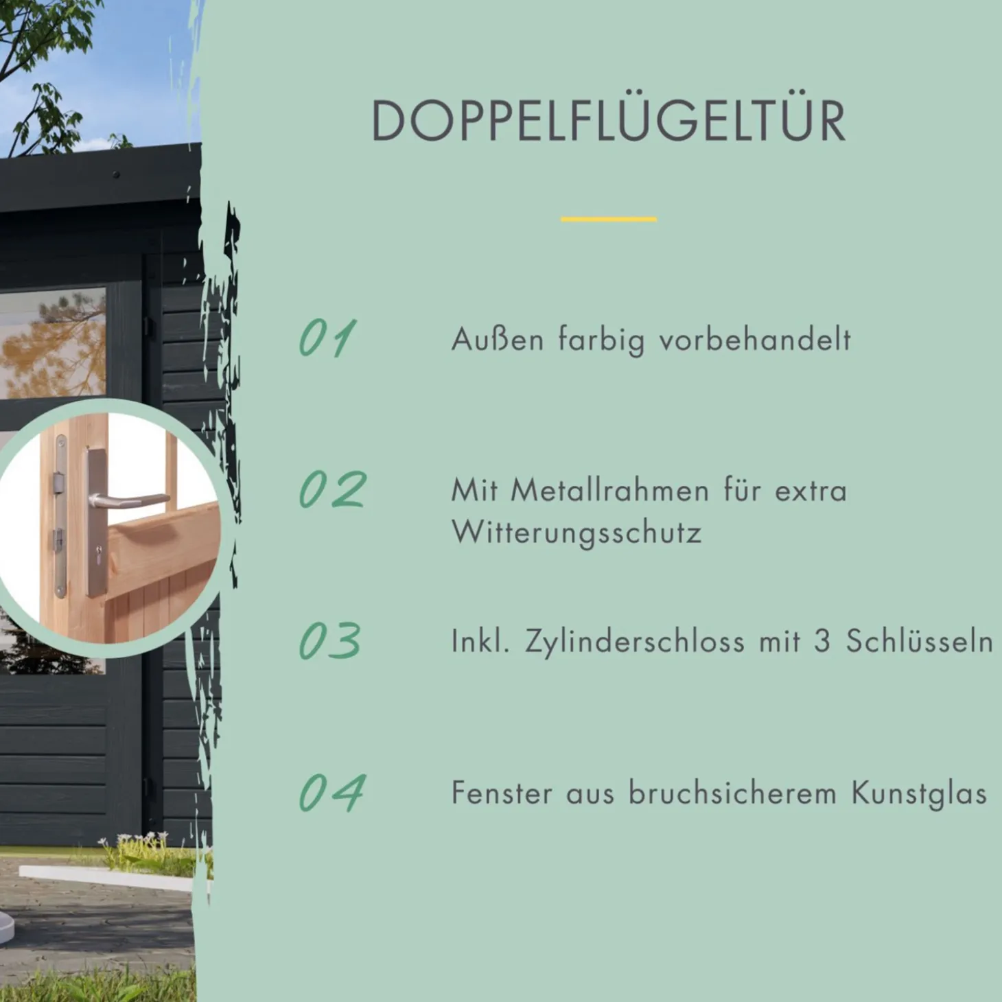 Gartenhaus Hybrid Modern X mit Anbaudach