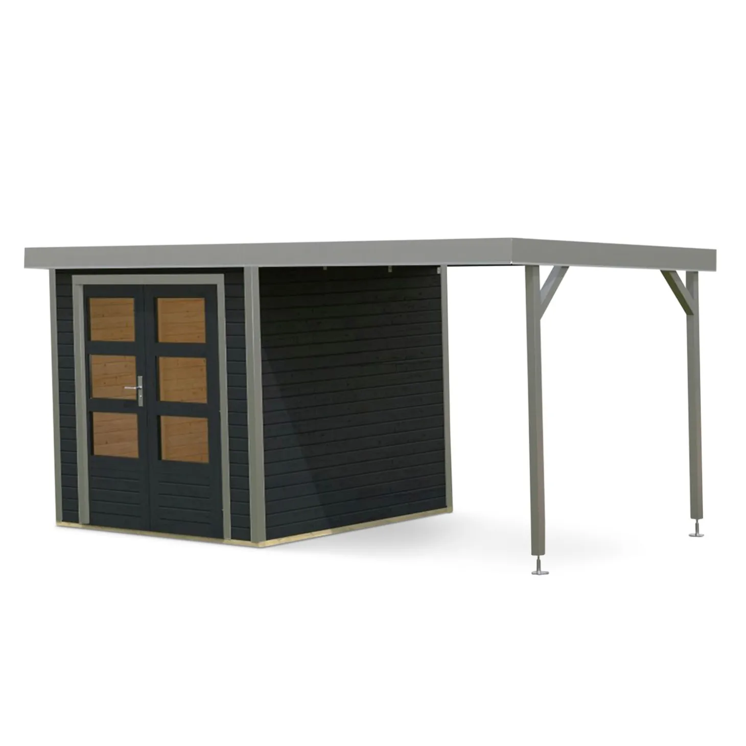 Gartenhaus Hybrid Modern X mit Anbaudach