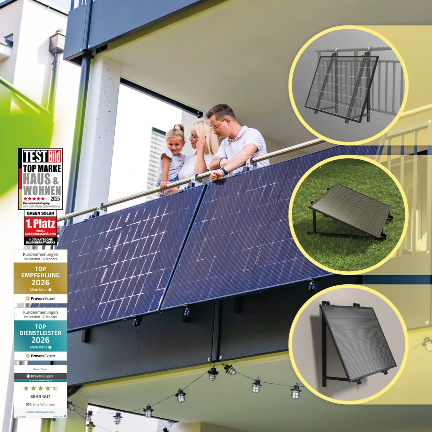GREEN SOLAR Balkonkraftwerk Boden/Wand/Balkon