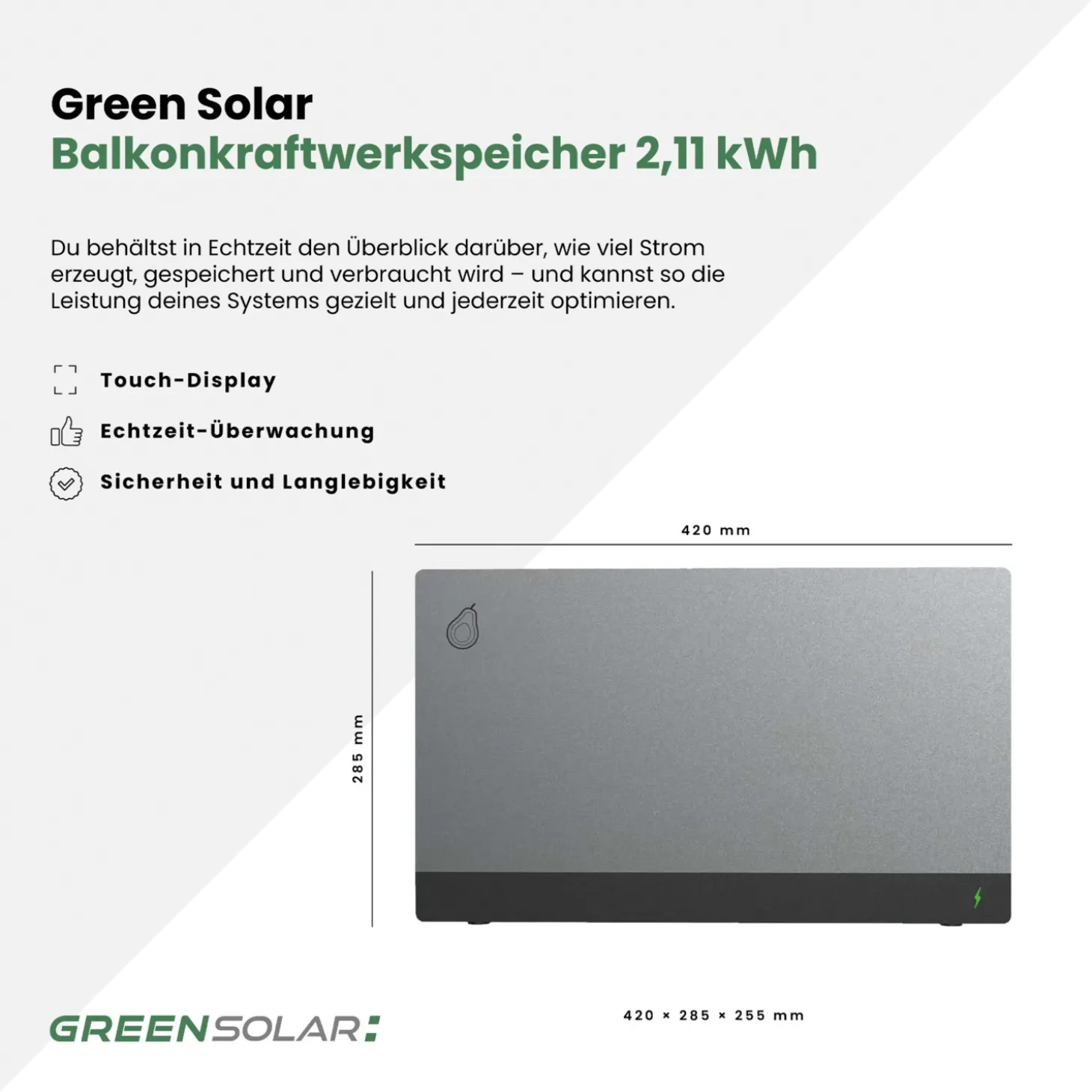 GREEN SOLAR Balkonkraftwerkspeicher 2,11 kWh