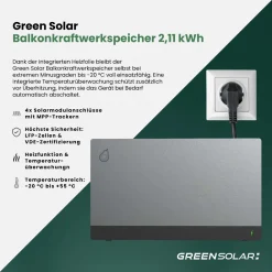 GREEN SOLAR Balkonkraftwerkspeicher 2,11 kWh