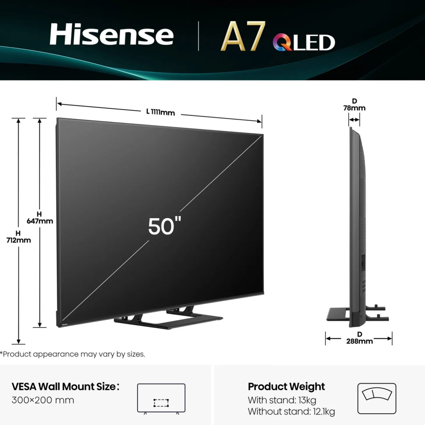 HISENSE 50“ (127cm) 4K Ultra HD QLED Smart TV