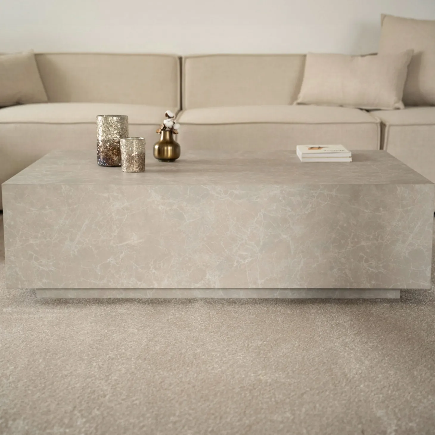 HOME DELUXE Couchtisch Marmor AMIRI XXL beige