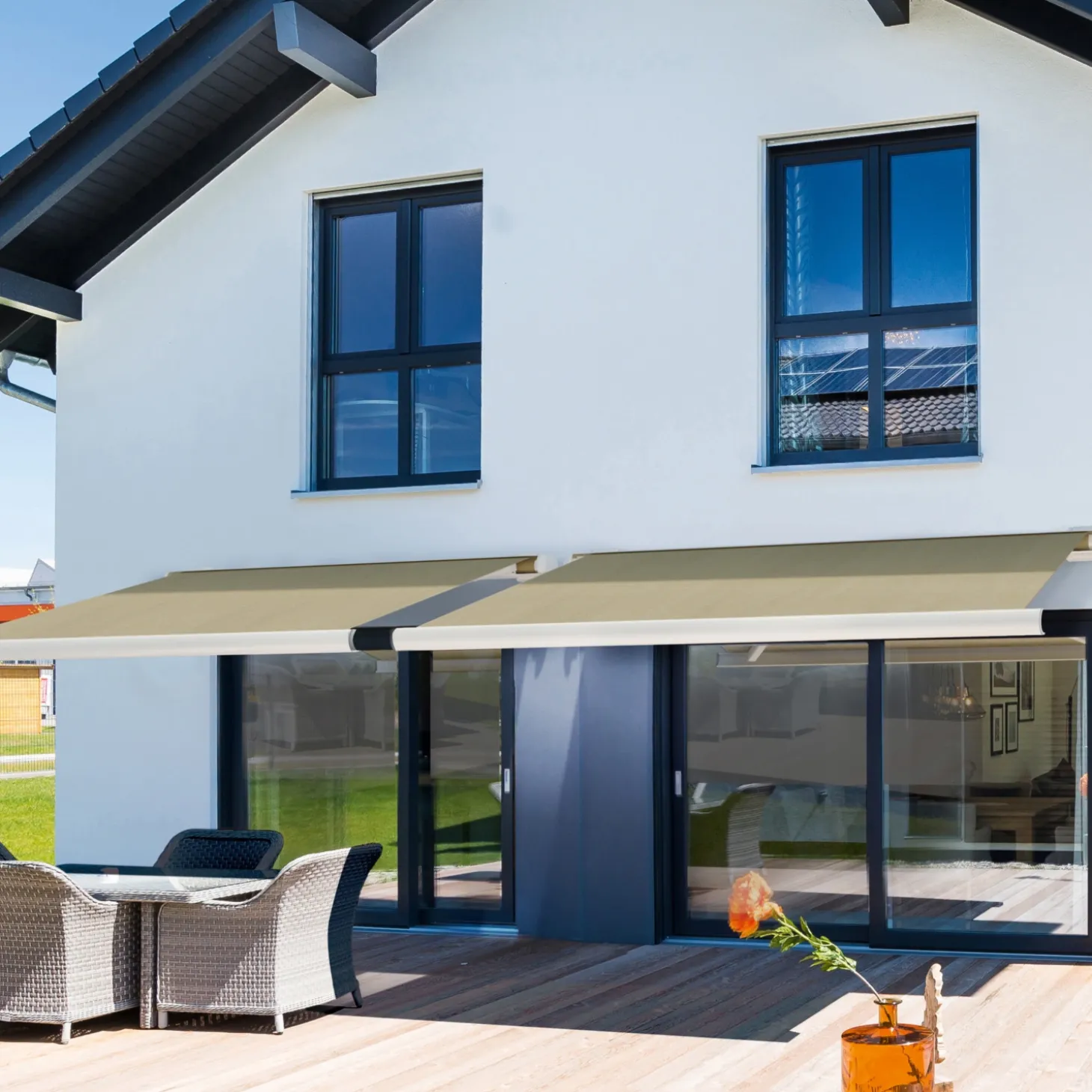 HOME DELUXE ELOS Vollkassettenmarkise sandfarben 395 x 300 cm inkl. Windsensor