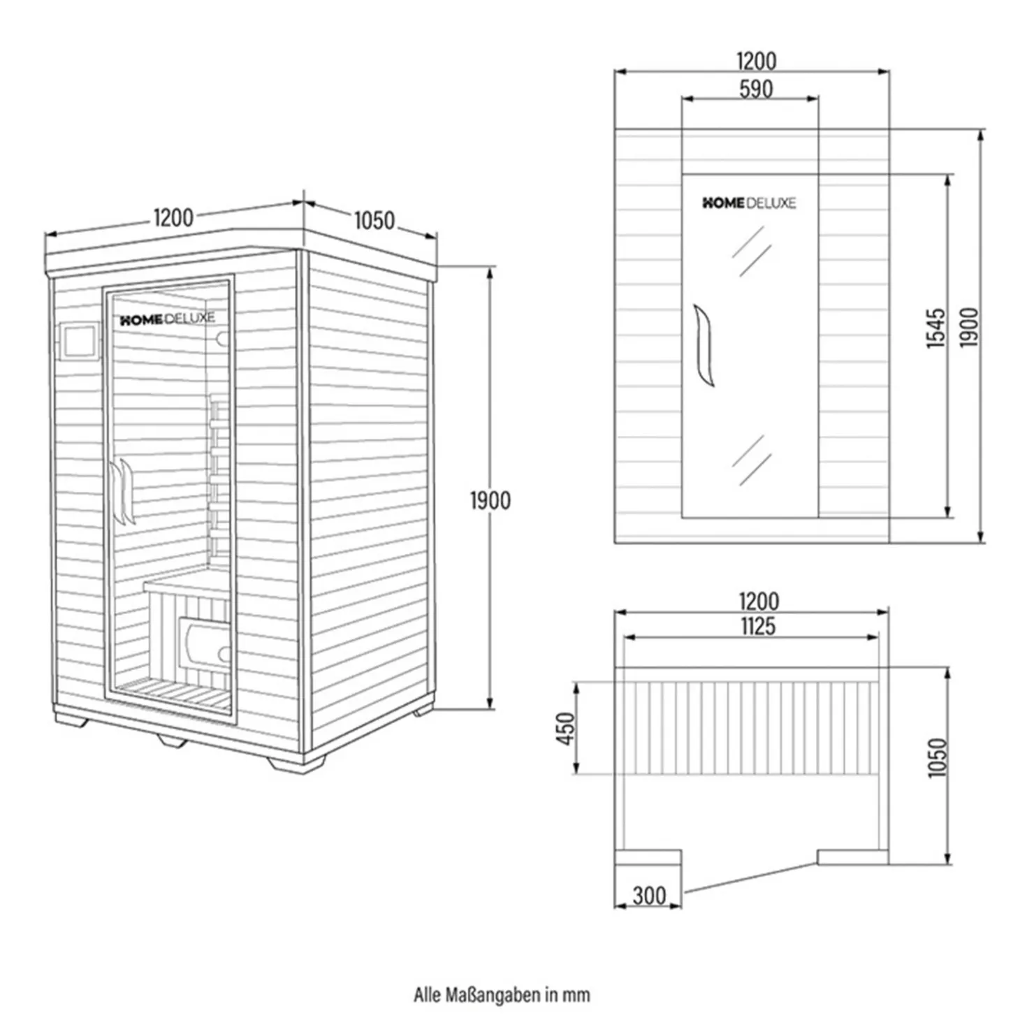 HOME DELUXE Infrarotkabine REDSUN M mit Vollspektrumstrahler