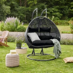 HOME DELUXE Polyrattan Hängesessel mit Regenabdeckung