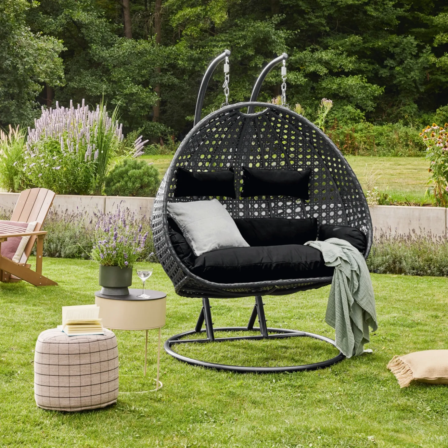 HOME DELUXE Polyrattan Hängesessel mit Regenabdeckung