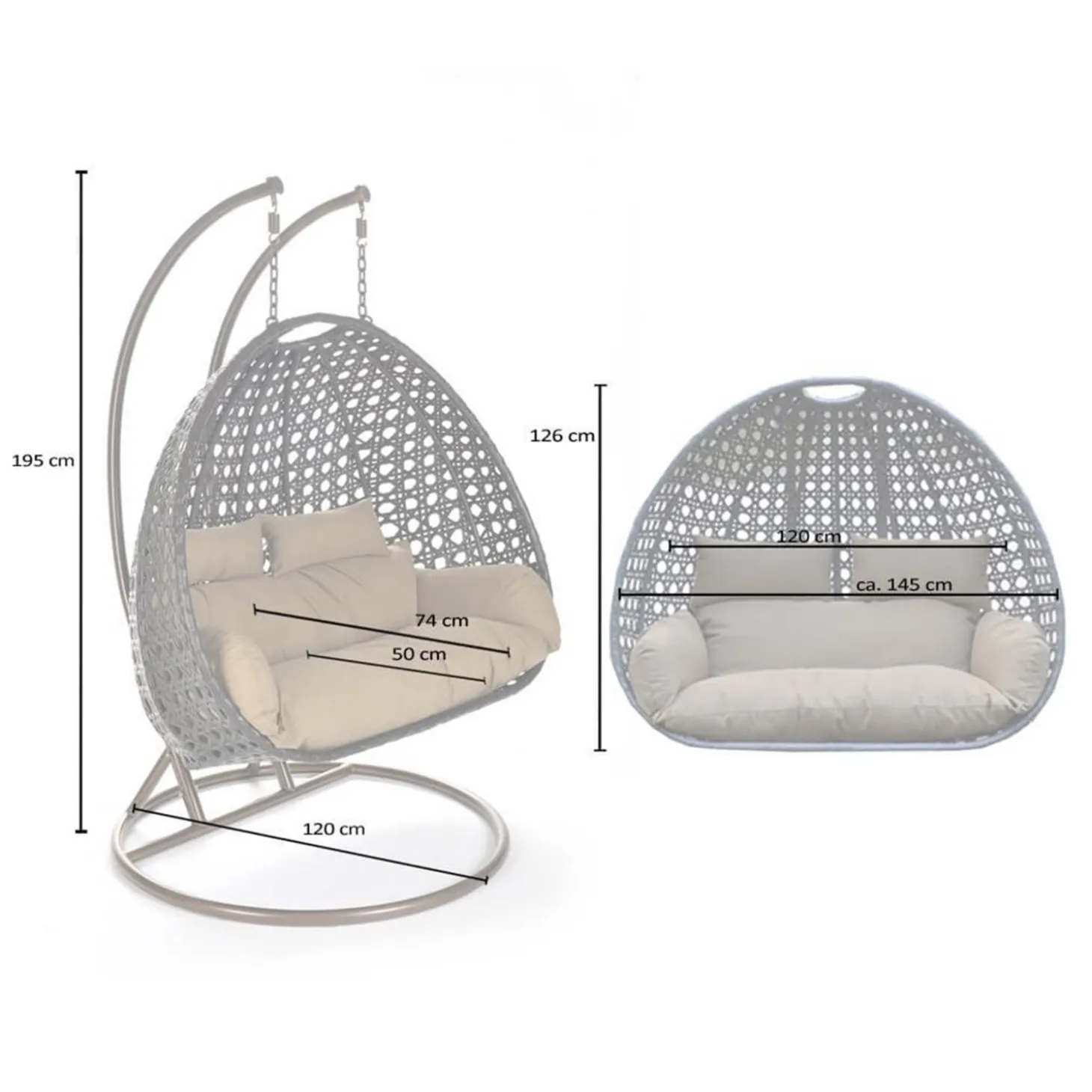 HOME DELUXE Polyrattan Hängesessel mit Regenabdeckung