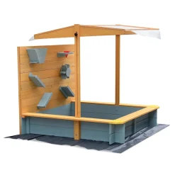 HOME DELUXE Sandkasten mit Überdachung - Holz/Grau