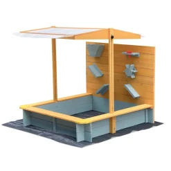 HOME DELUXE Sandkasten mit Überdachung - Holz/Grau