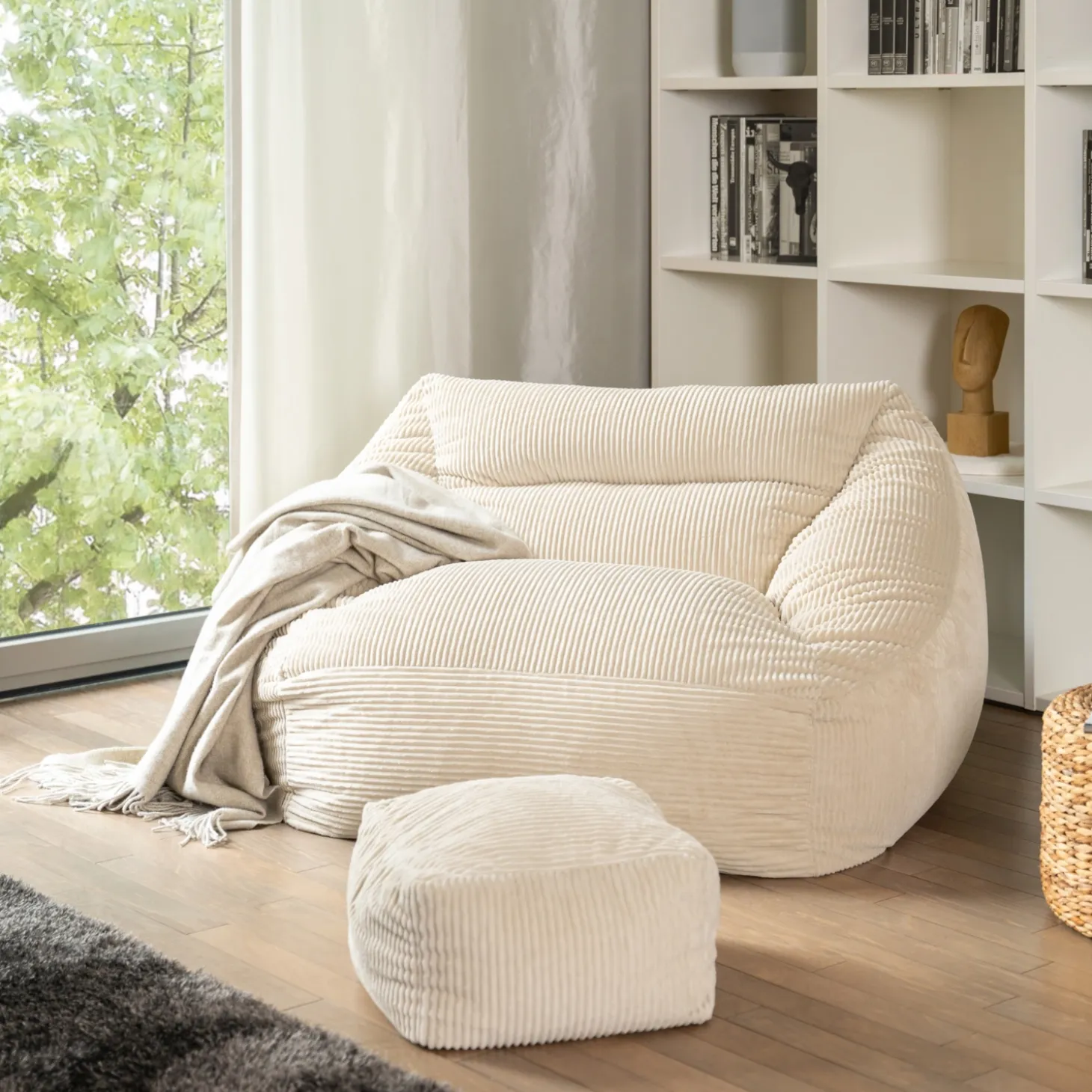 HOME DELUXE Sitzsack COZY inkl. Hocker, beige