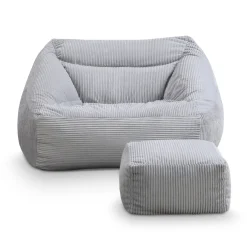 HOME DELUXE Sitzsack COZY inkl. Hocker, hellgrau