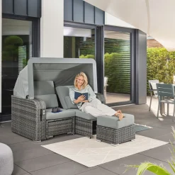 HOME DELUXE Strandkorb mit Liegefunktion und Abdeckung