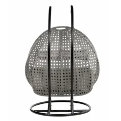 HOME DELUXE TWIN DELUXE Polyrattan Hängesessel mit Regenabdeckung Schwarz