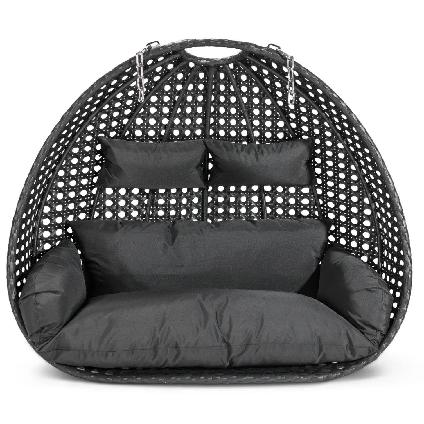 HOME DELUXE TWIN DELUXE Polyrattan Hängesessel mit Regenabdeckung Schwarz