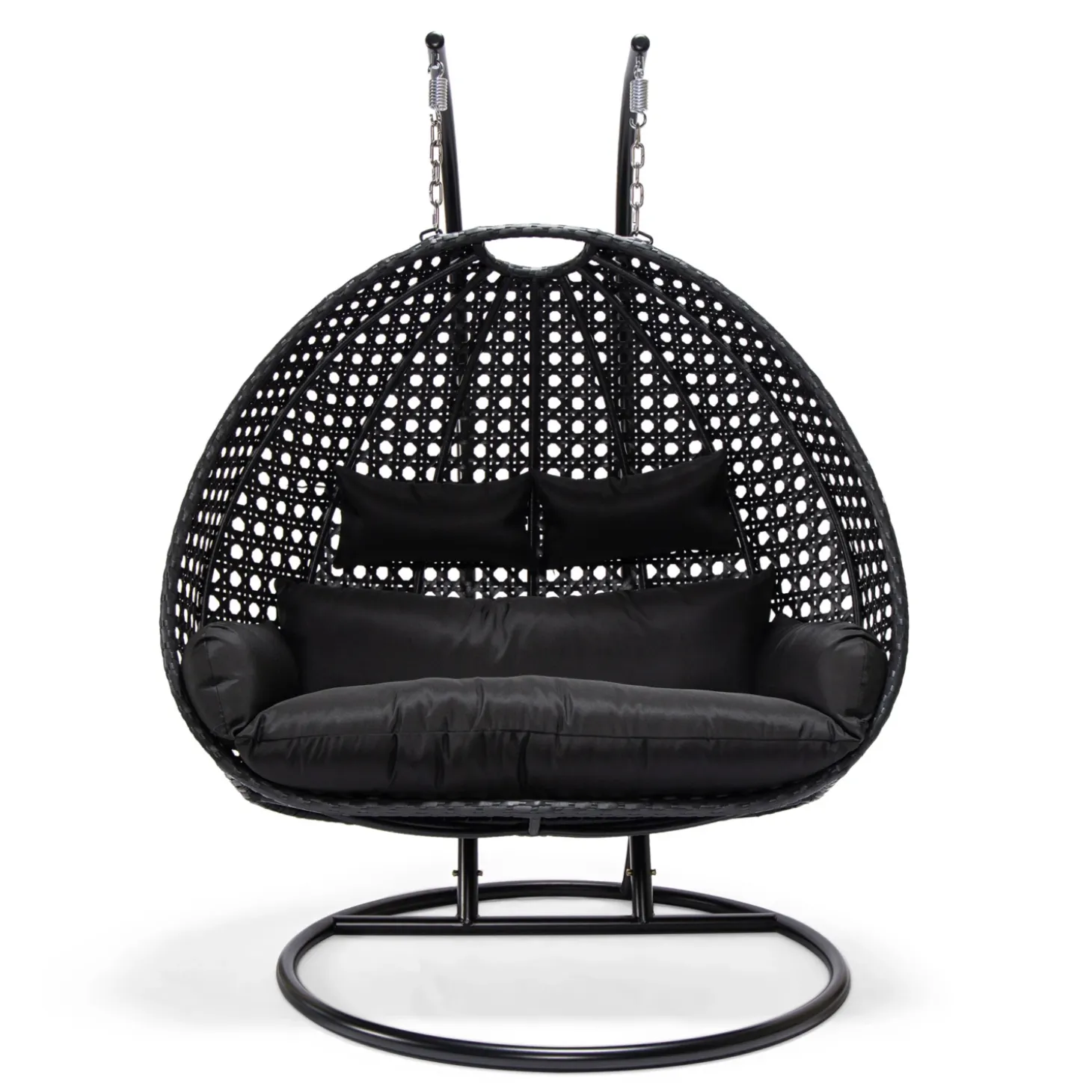 HOME DELUXE TWIN DELUXE Polyrattan Hängesessel mit Regenabdeckung Schwarz