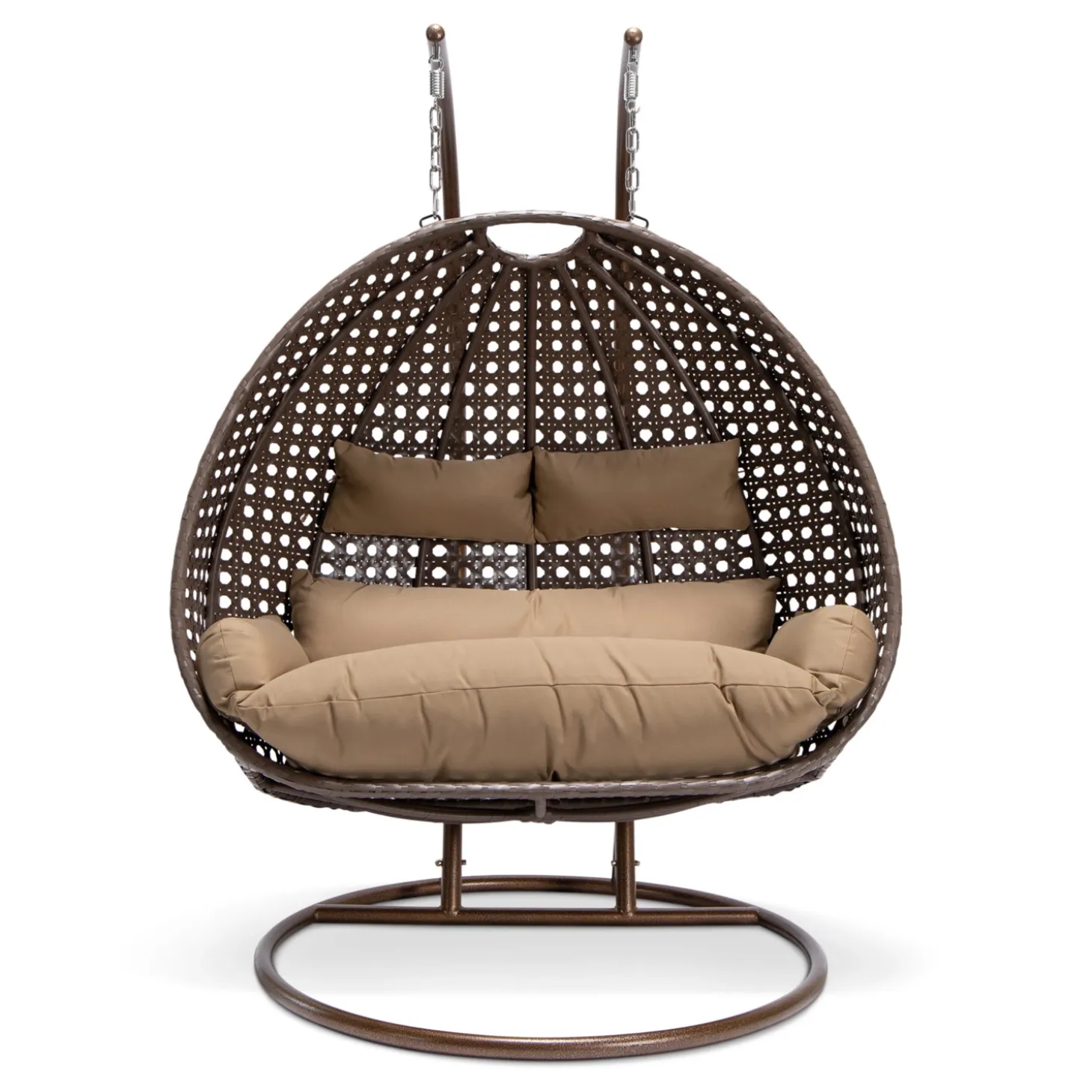 HOME DELUXE TWIN Polyrattan Hängesessel mit Regenabdeckung - Braun für 2 Personen
