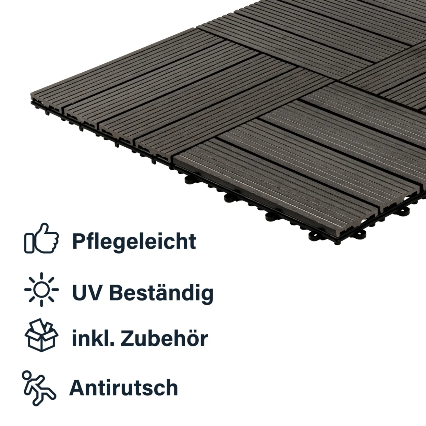 HOME DELUXE WPC Klickfliesen BAVARO Anthrazit 3 m²