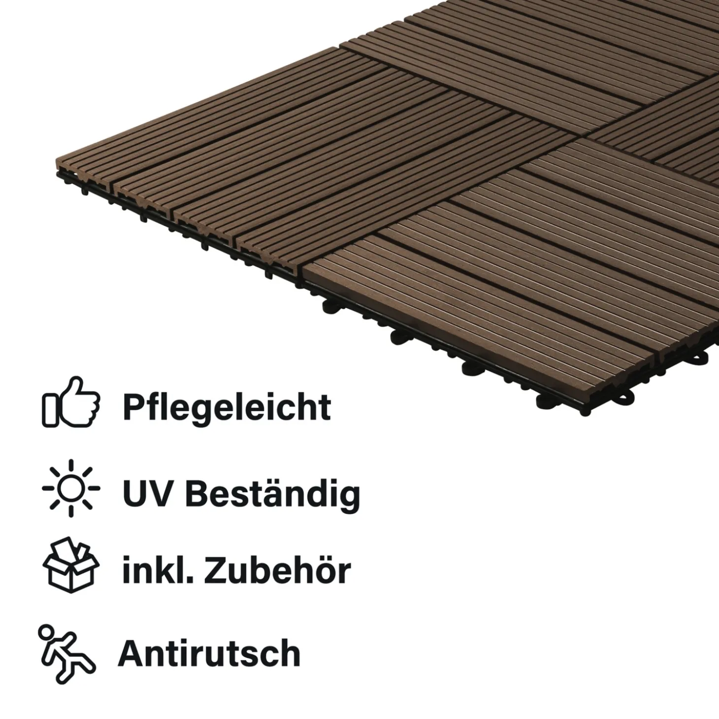 HOME DELUXE WPC Klickfliesen BAVARO Dunkelbraun 3 m²