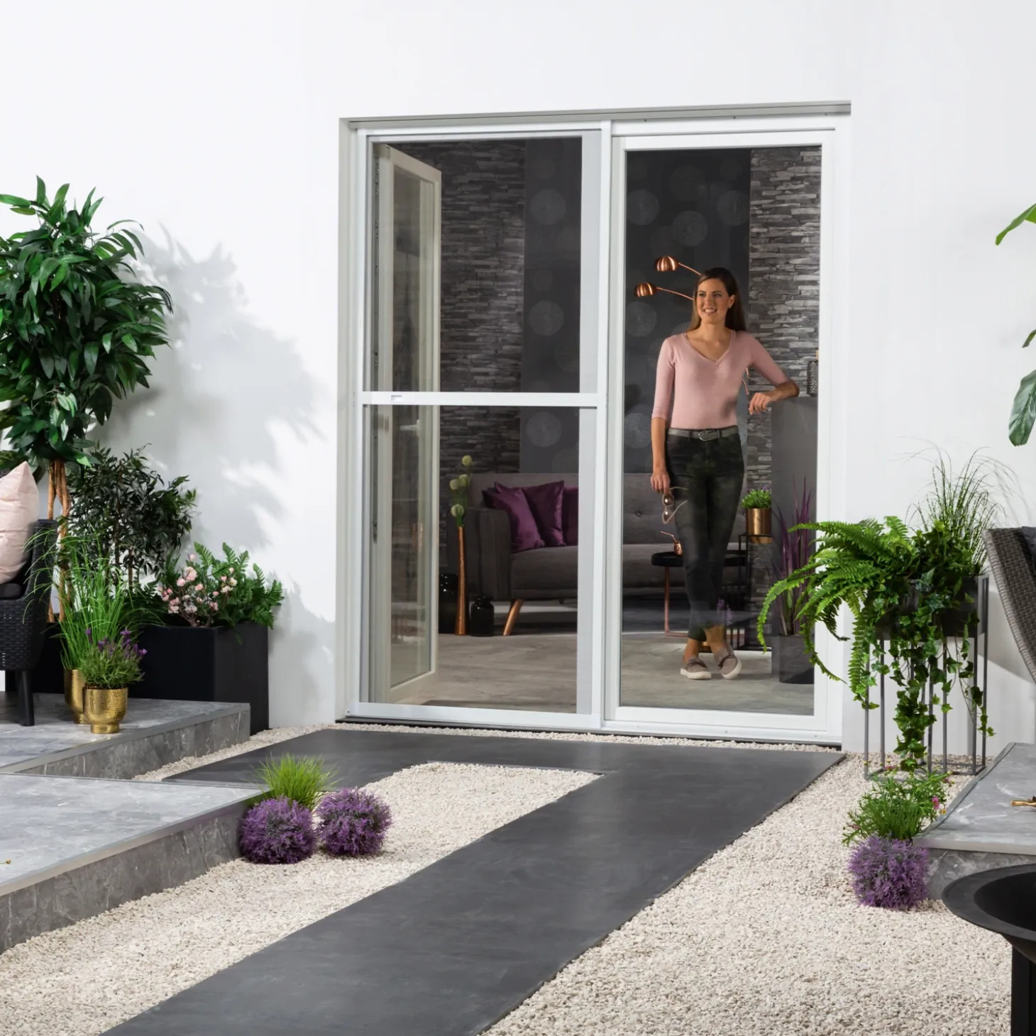 Insektenschutz-Alu-Schiebetür COMFORT, Weiß