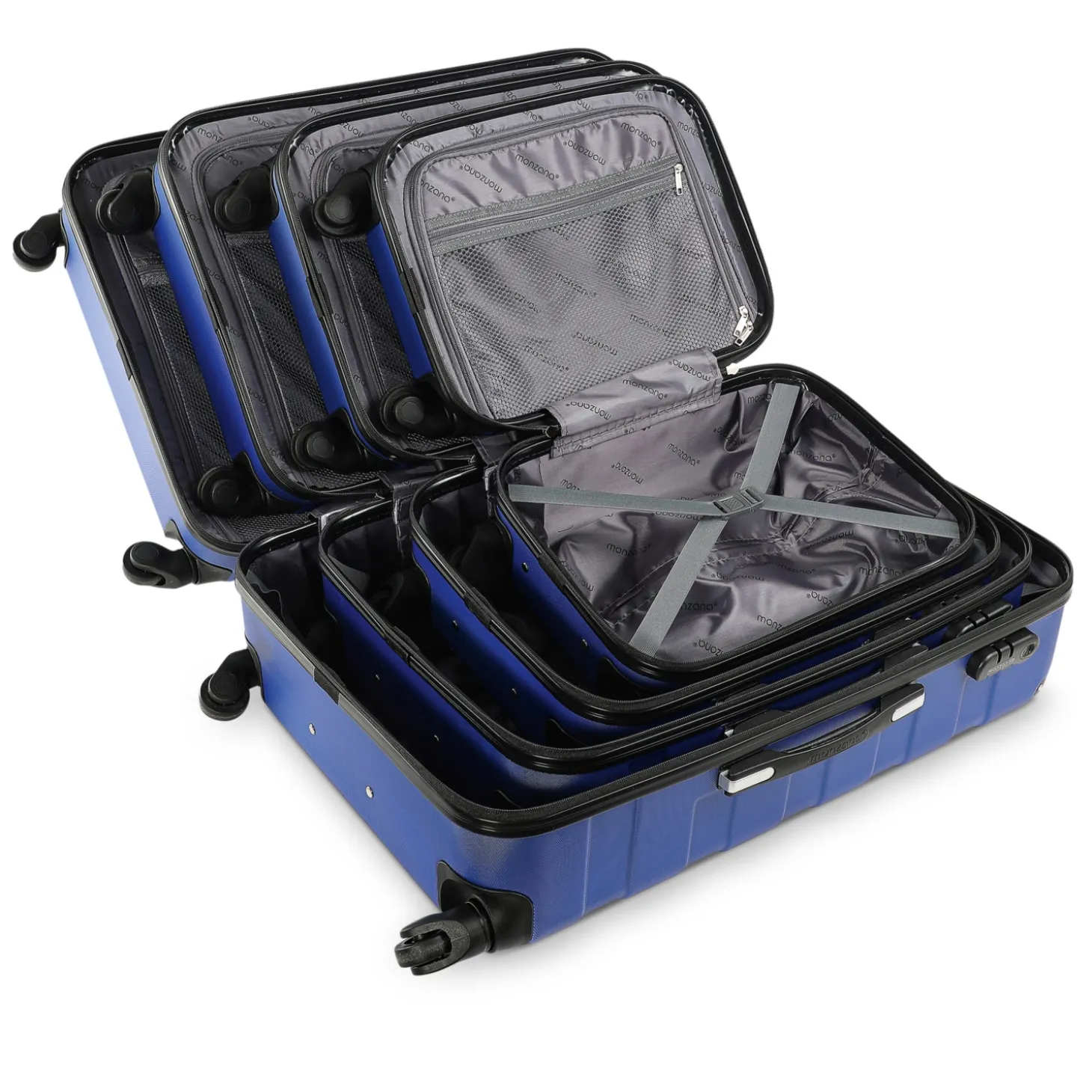 MONZANA Hartschalenkofferset Essential, 4-teilig, Blau