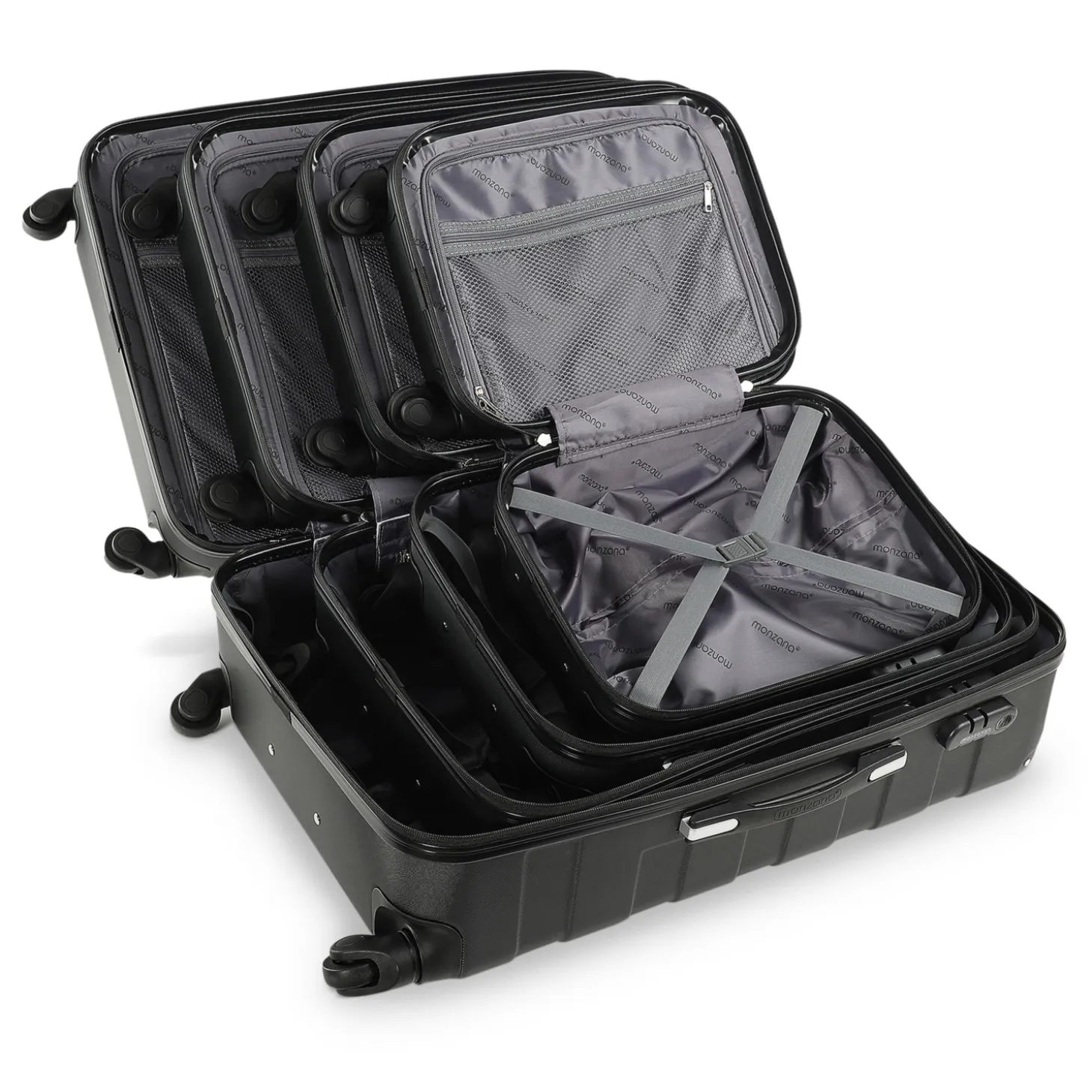 MONZANA Hartschalenkofferset Essential, 4-teilig, Schwarz