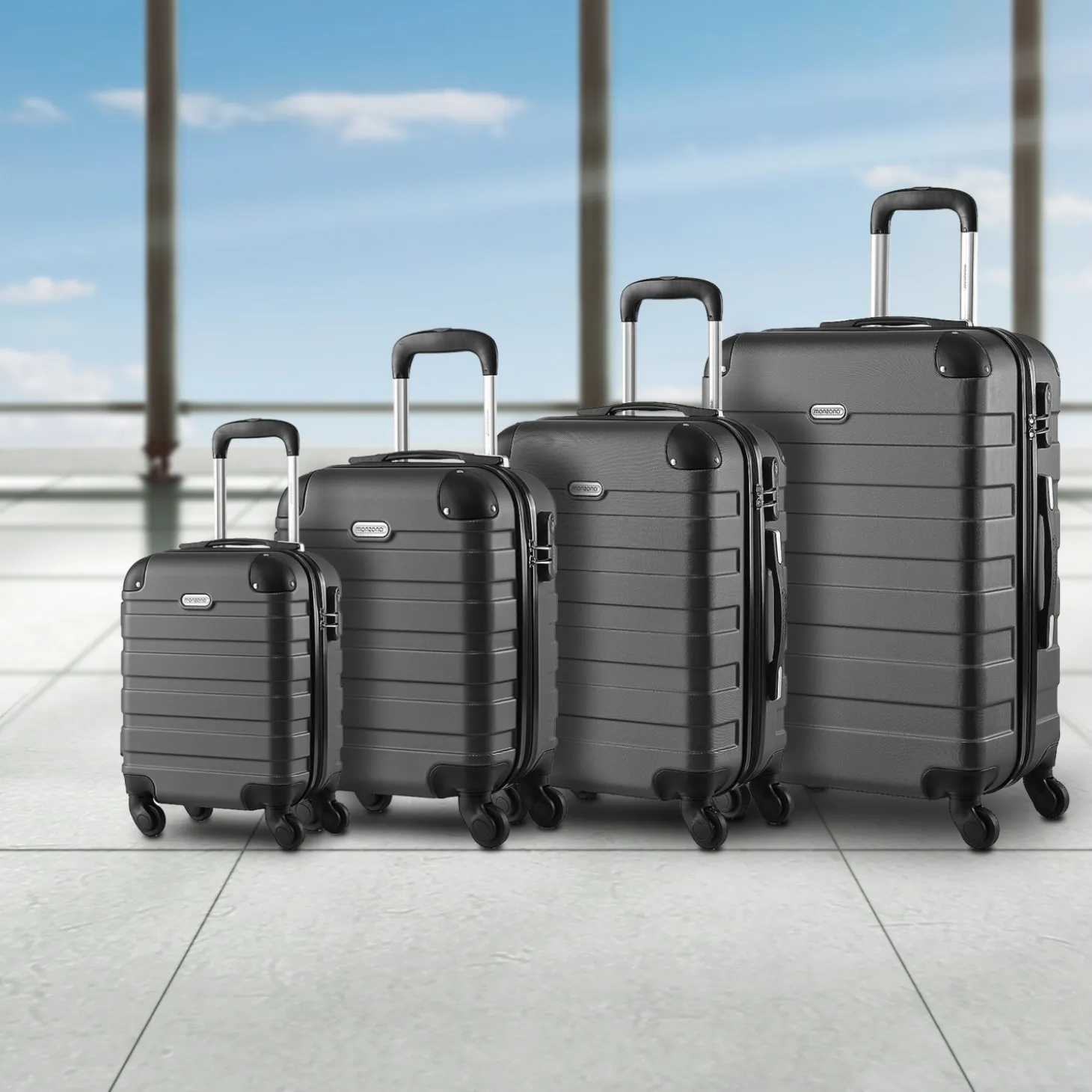 MONZANA Hartschalenkofferset Essential, 4-teilig, Schwarz
