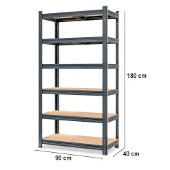 MONZANA Schwerlastregal 180 x 90 x 40 cm schwarz Premium MZL6