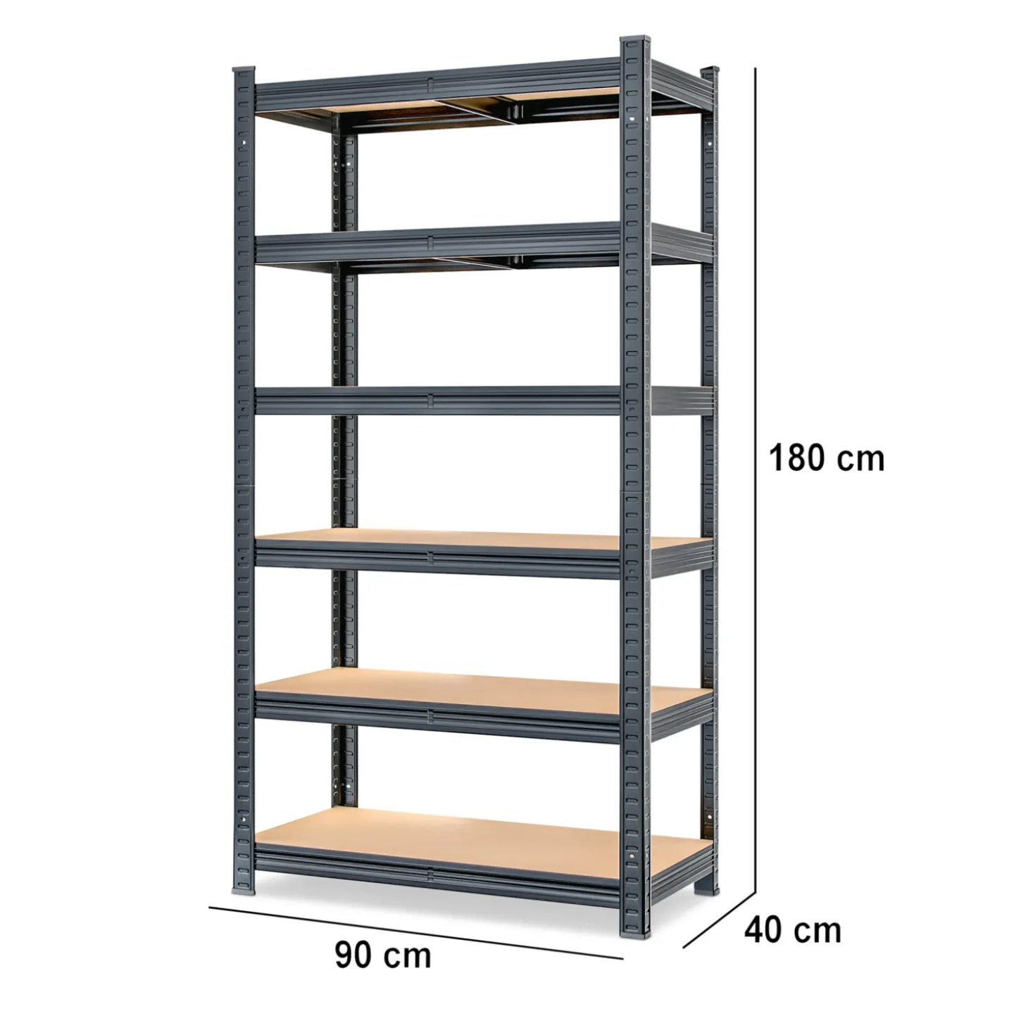 MONZANA Schwerlastregal 180 x 90 x 40 cm schwarz Premium MZL6