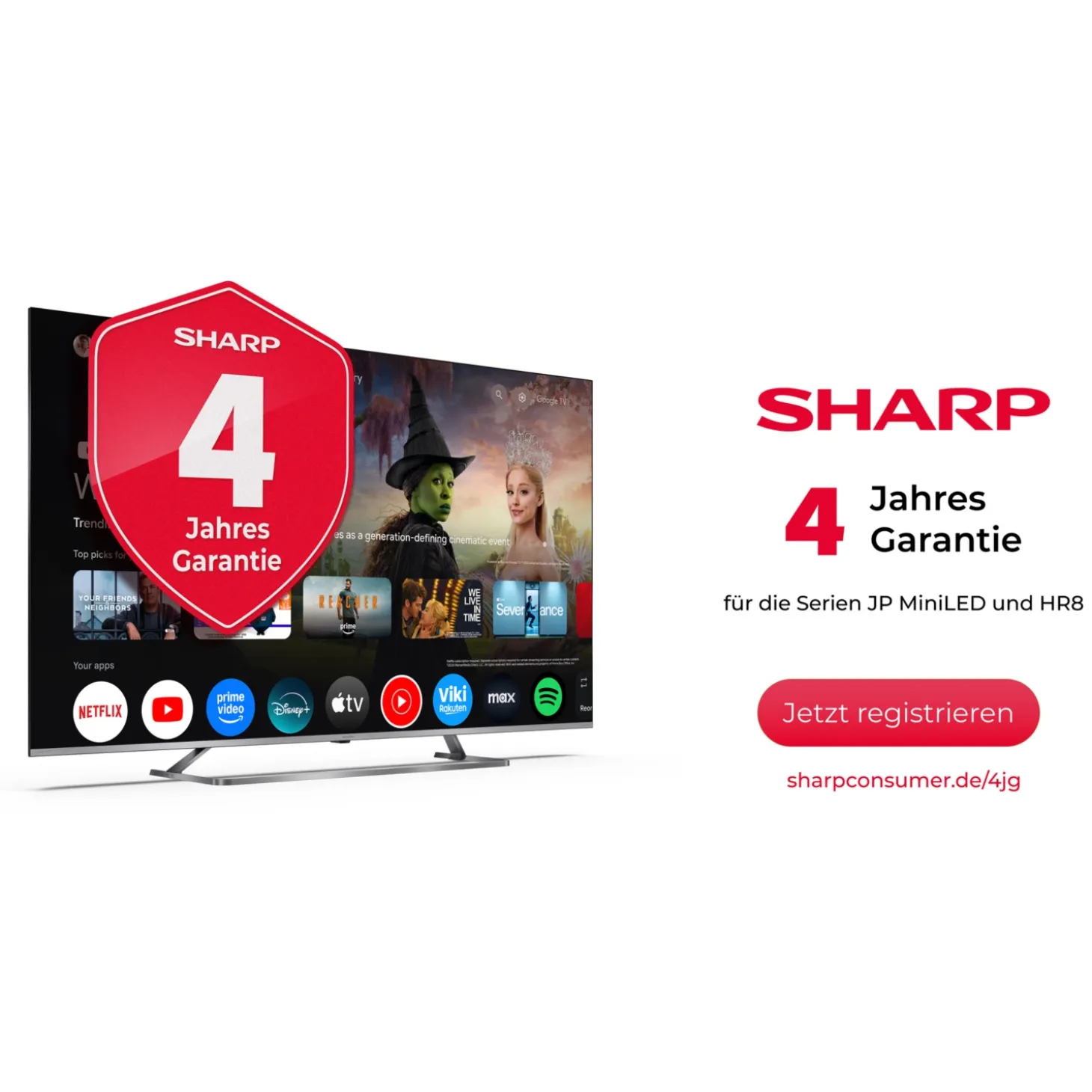 SHARP 55" (140cm) 4K QLED Mini Led 55JP7265E Google TV